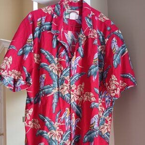 Hawaii shirt - Paradise Found - red XL cotton short sleeve  Jungle bird